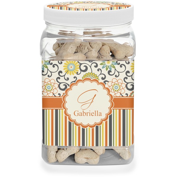 Custom Swirls, Floral & Stripes Dog Treat Jar (Personalized)