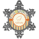 Swirls, Floral & Stripes Vintage Snowflake Ornament (Personalized)