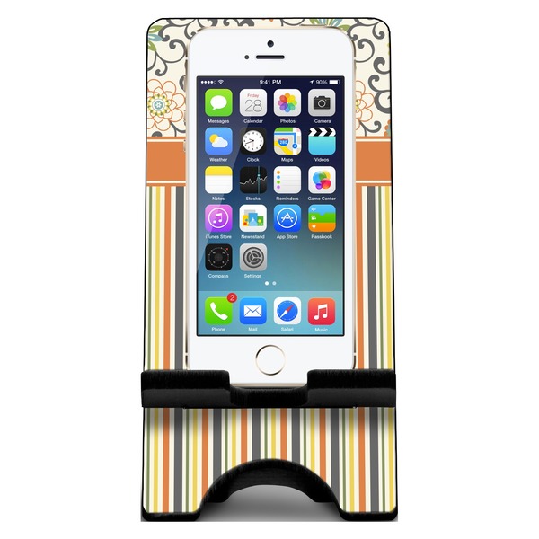 Swirls, Floral & Stripes Phone Stand w/ Phone