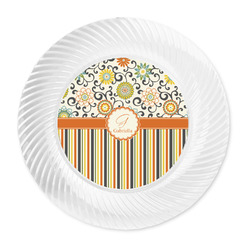 Swirls, Floral & Stripes Plastic Party Dinner Plates - 10" (Personalized)