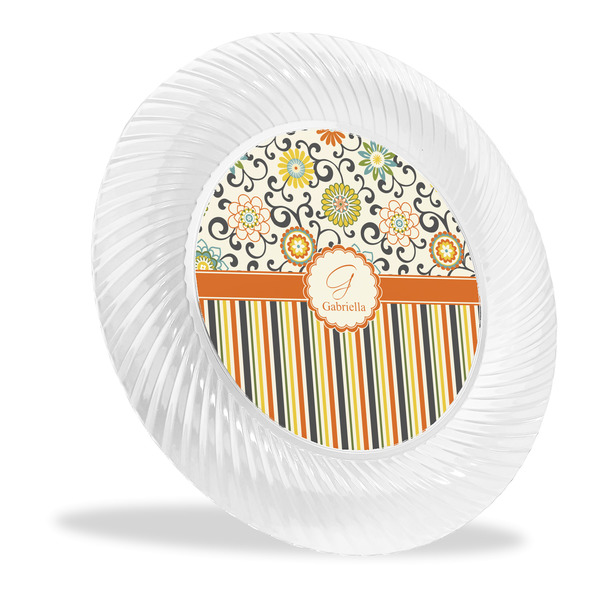 Custom Swirls, Floral & Stripes Plastic Party Dinner Plates - 10" (Personalized)