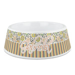 Swirls, Floral & Stripes Plastic Dog Bowl (Personalized)