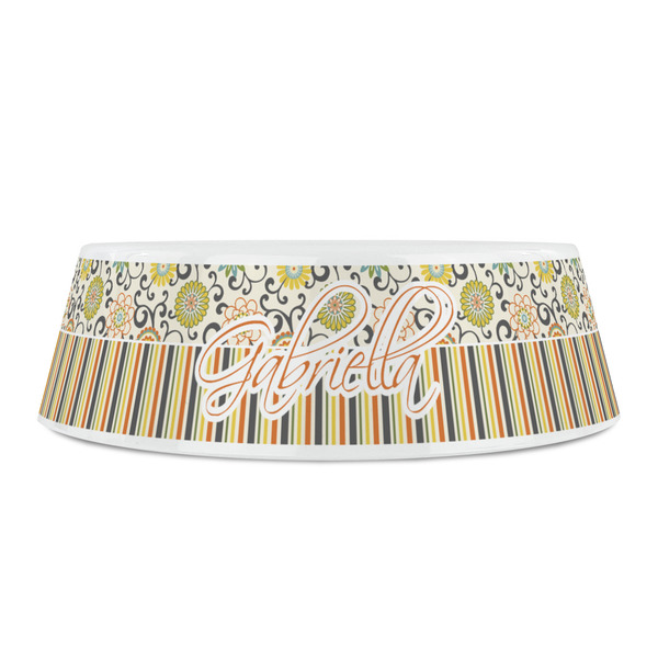 Swirls, Floral & Stripes Plastic Pet Bowls - Small - FRONT