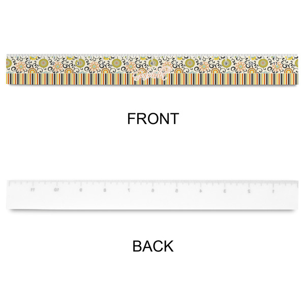 Swirls, Floral & Stripes Plastic Ruler - 12" - APPROVAL