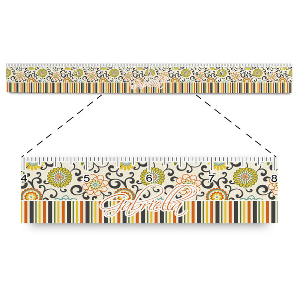 Custom Swirls, Floral & Stripes Plastic Ruler - 12" (Personalized)