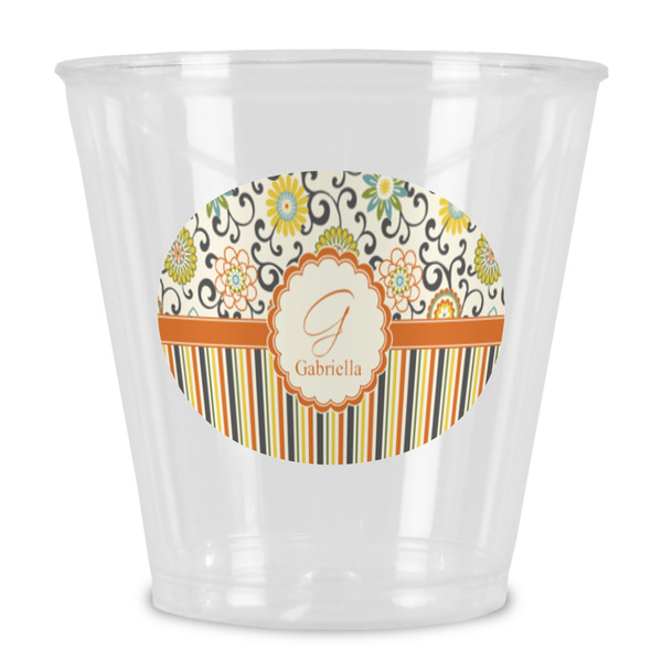 Custom Swirls, Floral & Stripes Plastic Shot Glass (Personalized)