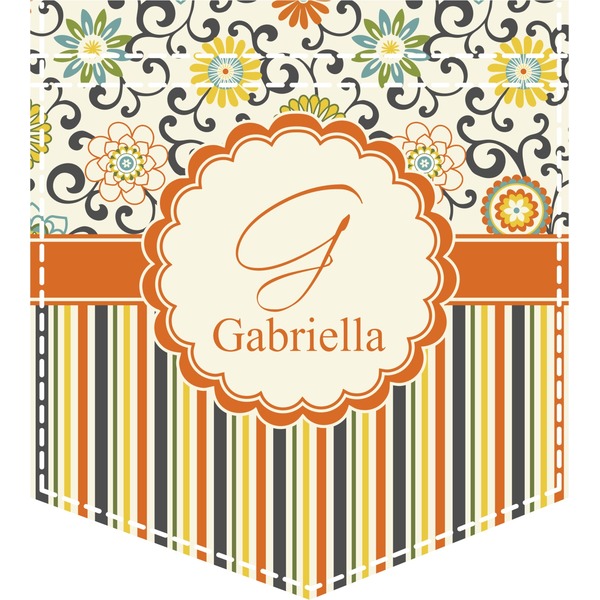 Custom Swirls, Floral & Stripes Iron On Faux Pocket (Personalized)