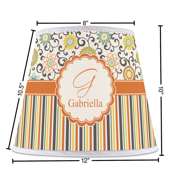 Swirls, Floral & Stripes Poly Film Empire Lampshade - Dimensions