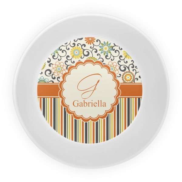 Swirls, Floral & Stripes Melamine Bowl - Center
