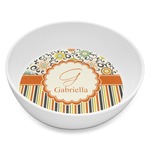 Swirls, Floral & Stripes Melamine Bowl - 8 oz (Personalized)