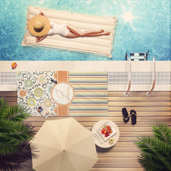 Swirls, Floral & Stripes Pool Towel Lifestyle