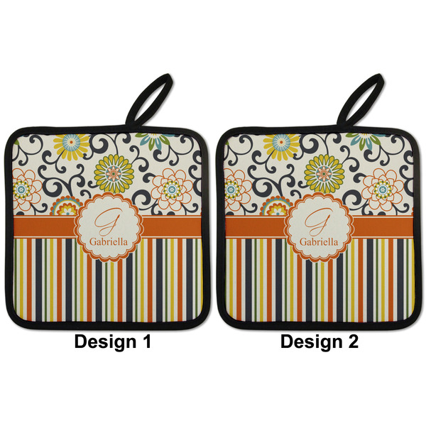 Swirls, Floral & Stripes Pot Holders - Set of 2 APPROVAL