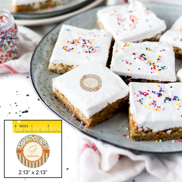 Swirls, Floral & Stripes Printed Icing Circle - Small - In Context