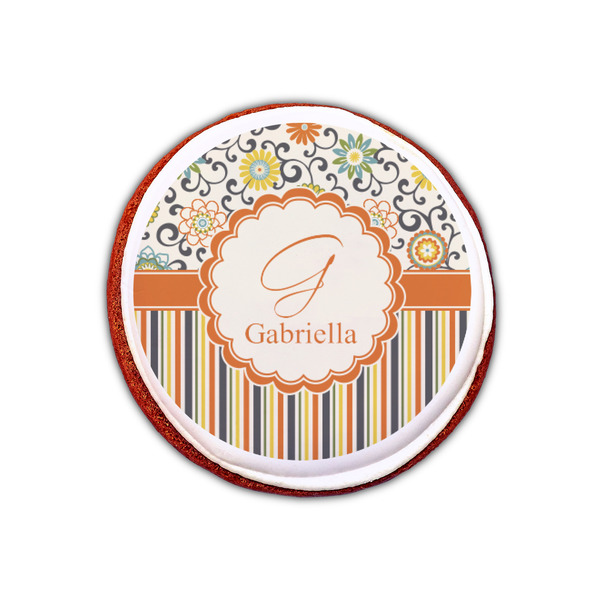 Swirls, Floral & Stripes Printed Icing Circle - XSmall - On Cookie