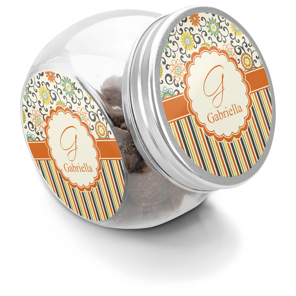 Custom Swirls, Floral & Stripes Puppy Treat Jar (Personalized)
