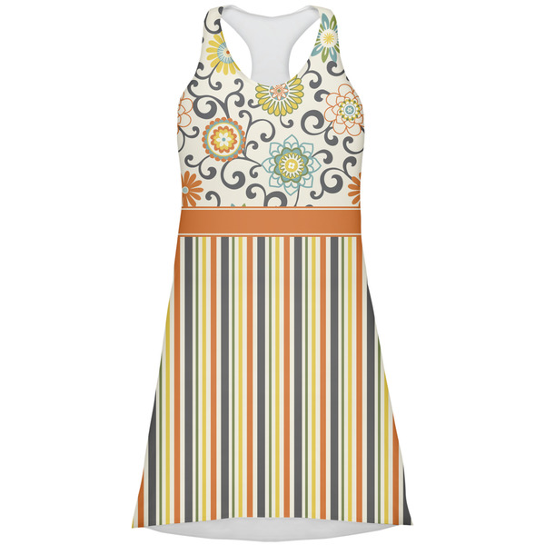 Custom Swirls, Floral & Stripes Racerback Dress - X Large