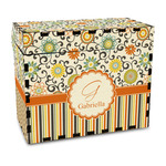 Swirls, Floral & Stripes Wood Recipe Box - Full Color Print (Personalized)