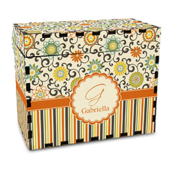 Swirls, Floral & Stripes Wood Recipe Box - Full Color Print (Personalized)