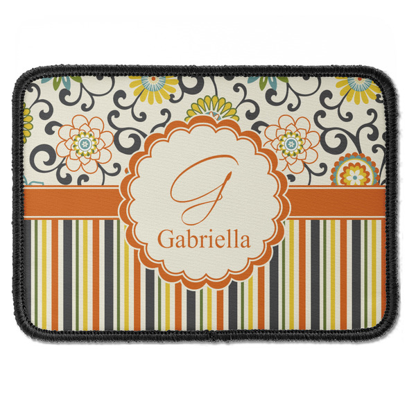 Custom Swirls, Floral & Stripes Iron On Rectangle Patch w/ Name and Initial