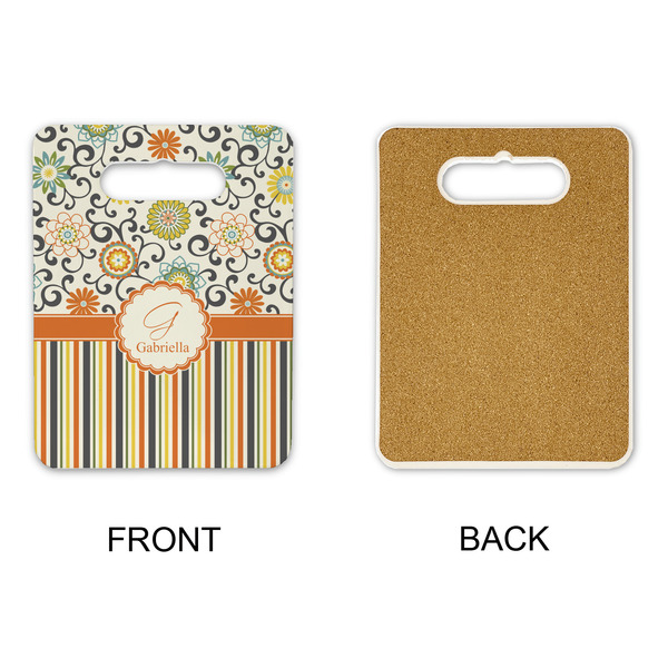 Swirls, Floral & Stripes Rectangle Trivet with Handle - APPROVAL