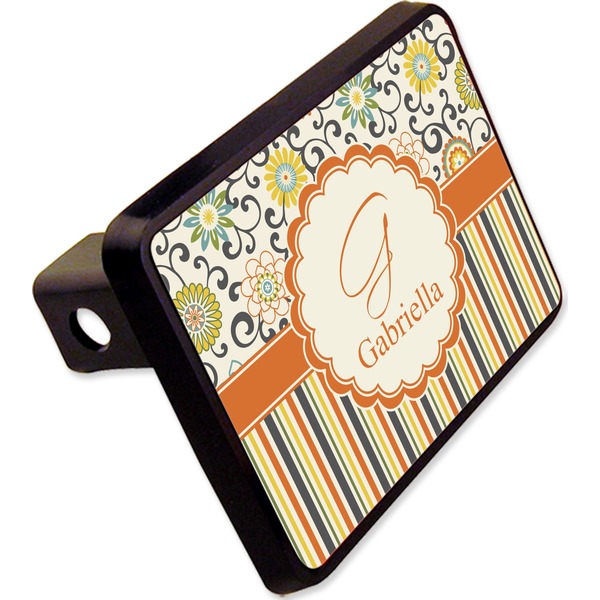 Custom Swirls, Floral & Stripes Rectangular Trailer Hitch Cover - 2" (Personalized)
