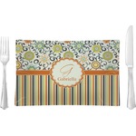 Swirls, Floral & Stripes Rectangular Glass Lunch / Dinner Plate - Single or Set (Personalized)
