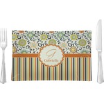 Swirls, Floral & Stripes Rectangular Glass Lunch / Dinner Plate - Single or Set (Personalized)