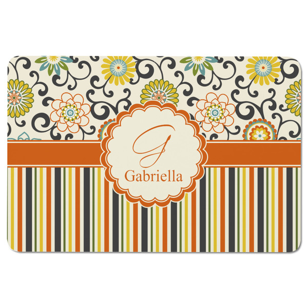 Swirls, Floral & Stripes Rectangular Fridge Magnet - FRONT