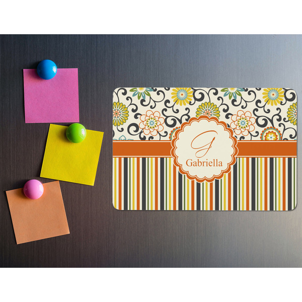 Swirls, Floral & Stripes Rectangular Fridge Magnet - LIFESTYLE
