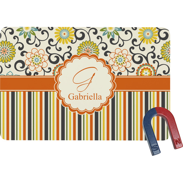 Custom Swirls, Floral & Stripes Rectangular Fridge Magnet (Personalized)