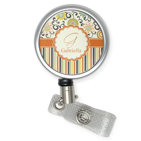 Custom Swirls, Floral & Stripes Retractable Badge Reel (Personalized)