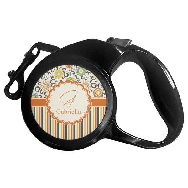 Custom Swirls, Floral & Stripes Retractable Dog Leash - Small (Personalized)