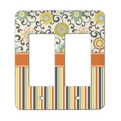 Swirls, Floral & Stripes Rocker Style Light Switch Cover - Two Switch