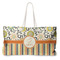 Swirls, Floral & Stripes Large Rope Tote Bag - Front View