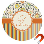 Swirls, Floral & Stripes Round Car Magnet - 6" (Personalized)