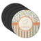 Swirls, Floral & Stripes Round Rubber Backed Coasters - Set of 4 (Personalized)