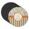 Swirls, Floral & Stripes Round Rubber Backed Coasters - Set of 4 (Personalized)