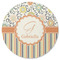Swirls, Floral & Stripes Round Rubber Backed Coaster (Personalized)
