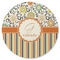 Swirls, Floral & Stripes Round Rubber Backed Coaster (Personalized)