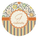 Swirls, Floral & Stripes Round Decal - XLarge (Personalized)