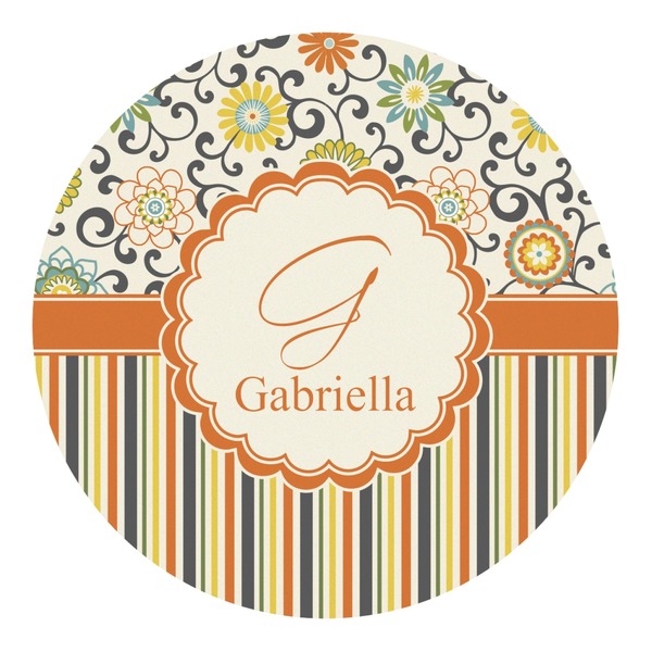 Custom Swirls, Floral & Stripes Round Decal - Large (Personalized)