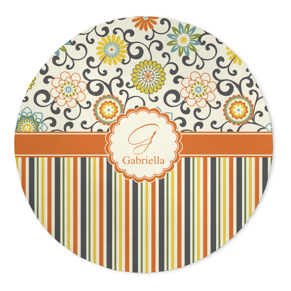 Custom Swirls, Floral & Stripes 5' Round Indoor Area Rug (Personalized)