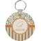 Swirls, Floral & Stripes Round Plastic Keychain (Personalized)