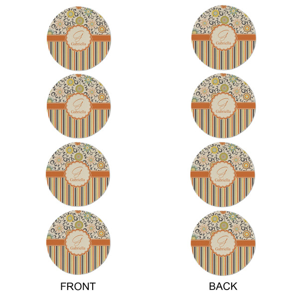 Swirls, Floral & Stripes Round Linen Placemats - APPROVAL Set of 4 (double sided)