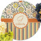 Swirls, Floral & Stripes Round Linen Placemats - Front (w flowers)