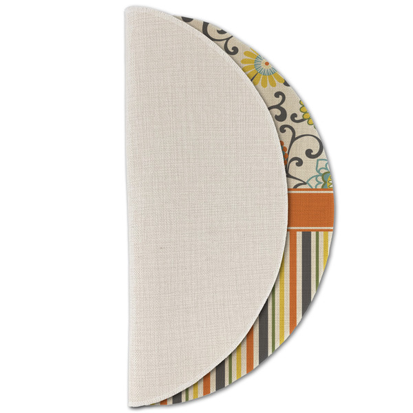 Swirls, Floral & Stripes Round Linen Placemats - HALF FOLDED (single sided)