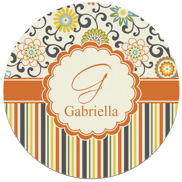 Swirls, Floral & Stripes Round Mousepad - APPROVAL