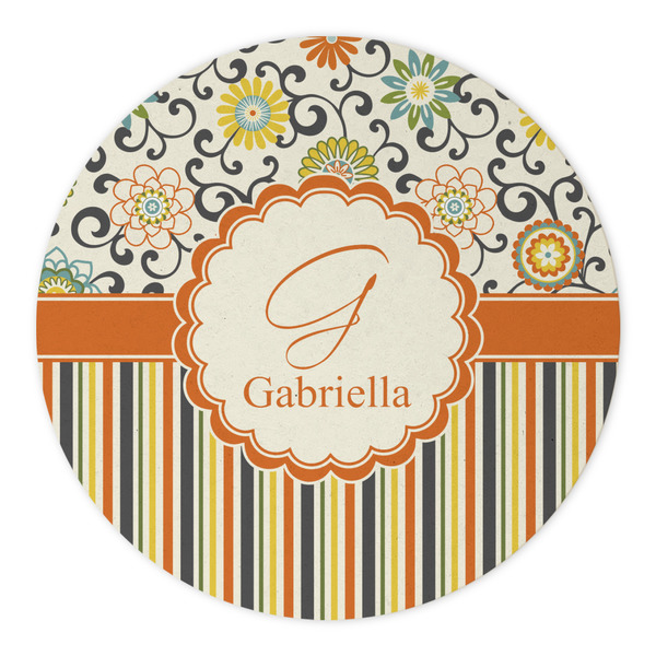Swirls, Floral & Stripes Round Paper Coaster - Approval