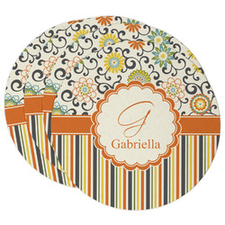Swirls, Floral & Stripes Round Paper Coasters w/ Name and Initial