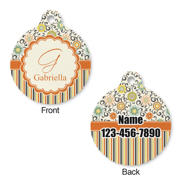 Swirls, Floral & Stripes Round Pet ID Tag - Large - Approval